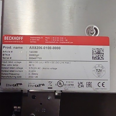 Beckhoff AX8206-0100-0000 AX8206-0100 Servo Drive EtherCAT TwinSAFE