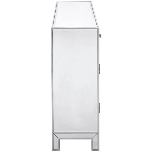 Elegant Decor Reflexion 2 Door Mirrored Nightstand in Antique Silver - Picture 5 of 12