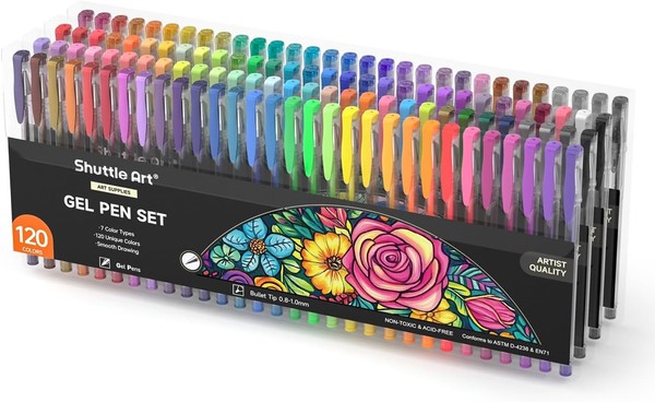 Gelstifte Shuttle Art 120 Farben Set Glitzer Neon Pastell Metallic Wirbel-image