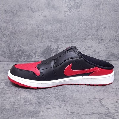 NIKE AIR JORDAN 1 Mule Bred Varsity Golf Shoes Mens 12.5 Black Red