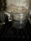 Pyrex Flameware vintage 4-Cup Clear Glass Coffee Percolator Pot Lid & Metal Band
