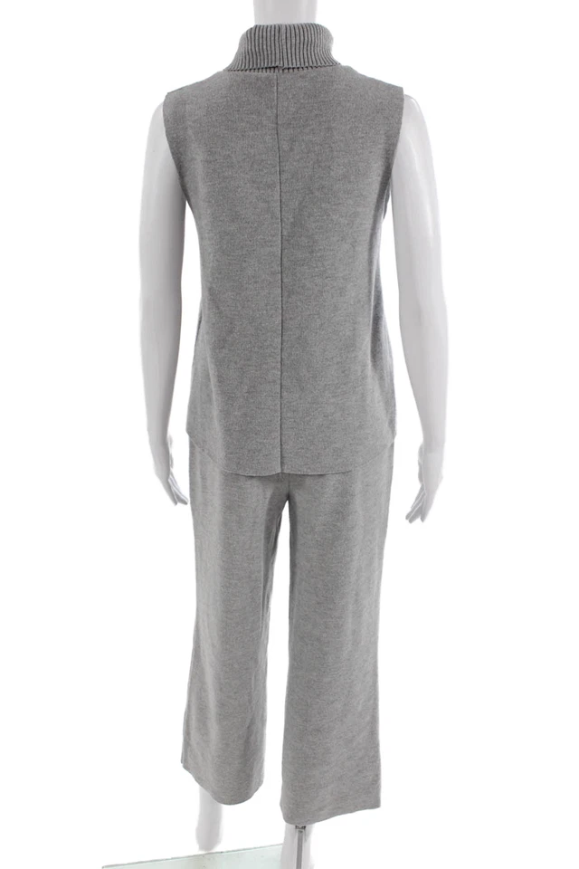 Zara Womens Turtleneck Sleeveless Sweater Top Pants Set Gray Size S - Image 4 of 4
