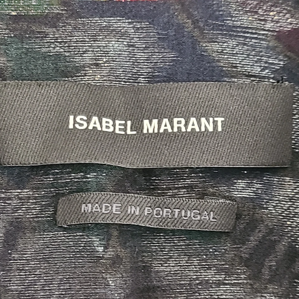 Blusa Top Isabel Marant Daws Seda Transparente Gasa Hilo Metálico Floral Talla 2 Foto 3 de 4