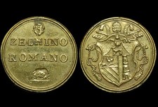 ITALIEN - KIRCHENSTAAT: Ms-M&uuml;nzgewicht. ZECHINO ROMANO - PAPST BENDEDIKT XIII.