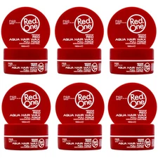 Red Aqua Hair Wax Pack of 6 Strong Hold Water Based Hair Styling Wax 5.07 Oz