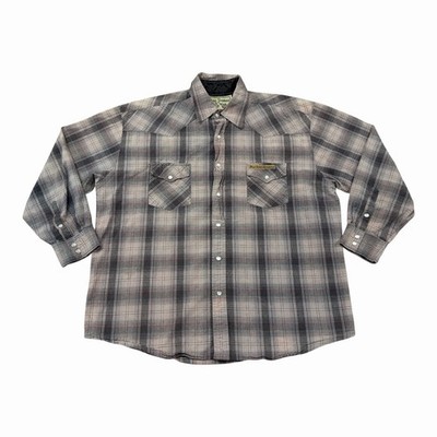 West Coast Choppers Shirt Mens XL Beige Plaid Flannel Snap Jesse James Workwear