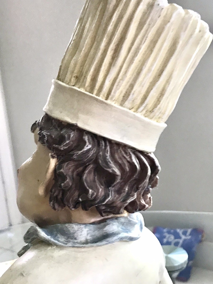 Grande Statue Artisanale De Chef Cuisinier Français - Figurine De Cuisine - État Excellent