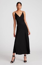 Halston Ivie Dress in Crepe Back Satin Black Size 2-NWT-Ret $125-Sold Out Online