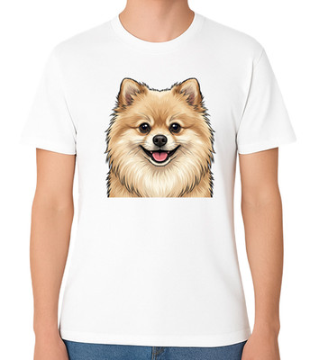 T-Shirt Pomeranian Dog Face süß flauschig Haustier Portrait Unisex Tee