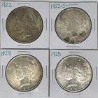 1922 1922-S 1923 1925 Peace Dollar Lot of 4