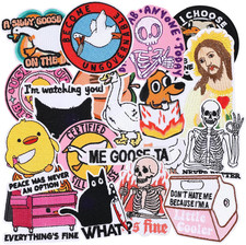 20 PCS Funny Embroidered Iron on Patches for Clothes,Cool Meme Sew on Applique P