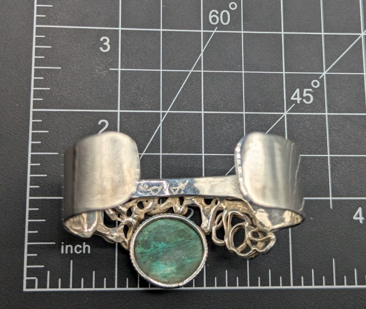 Artisan Signed Modernist Adjustable Cuff Sterling… - image 20