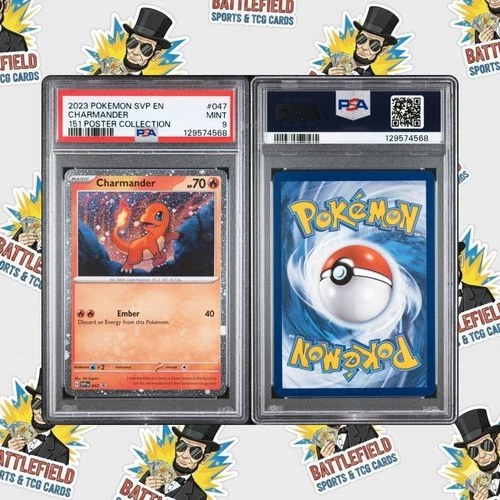 2023 POKEMON SVP EN-SV BLACK STAR PROMO 151 POSTER COLL #047 CHARMANDER PSA 9