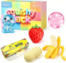 Squishy Toy Pack, Sensory Stress Relief Fidget Toys, Slow Rising TPR, 6 Pack Fun