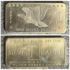 1971 One Silver Eagle W H Foster Co. 1oz .999 Fine Silver Vintage Art Bar TONED