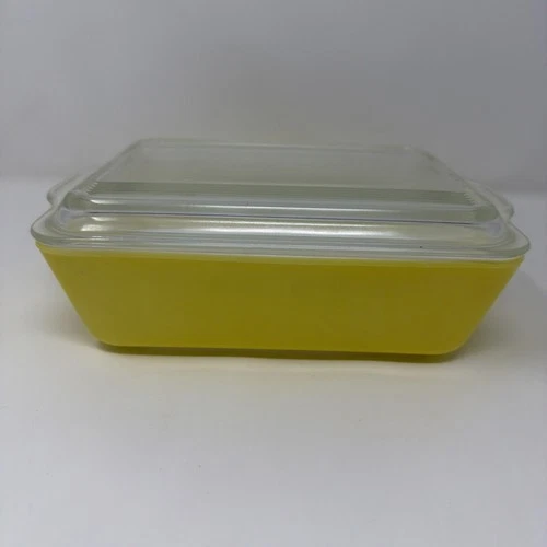 Vtg Pyrex 503-B Refrigerator Dish Primary Yellow 1.5 Qt w/Ribbed Lid 503-C