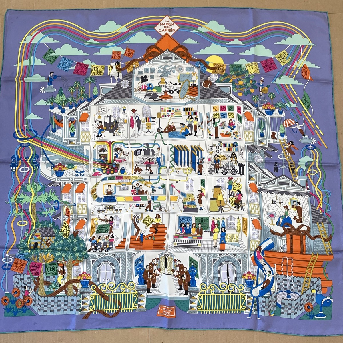 Hermes scarf silk Carre 90cm La Maison des Carres Blue | eBay