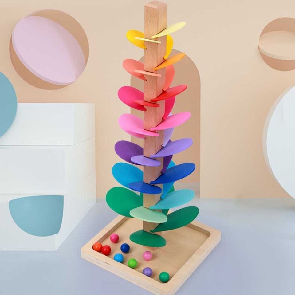 Montessori Ball Drop Toy Rainbow Musical Tree Building Blocks Toy Music