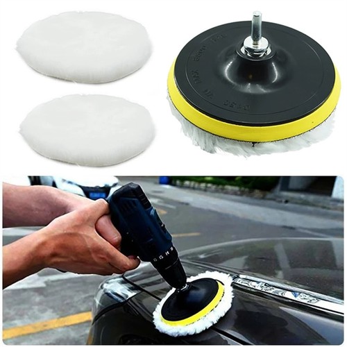 4 PCS 125mm Wool Polishing Pad 5'' Sheepskin Buffing Pads Hook Loop Back Cutting - Picture 8 of 10