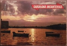 SARDEGNA INCANTEVOLE - MARE TRAMONTO NOTTURNO BARCHE A REMI PESCA ANNI '70