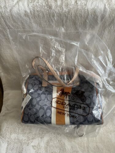 Ladies Coach Handbag Purse C Monogram Denim Blue Orange NWT $328 - Picture 9 of 9
