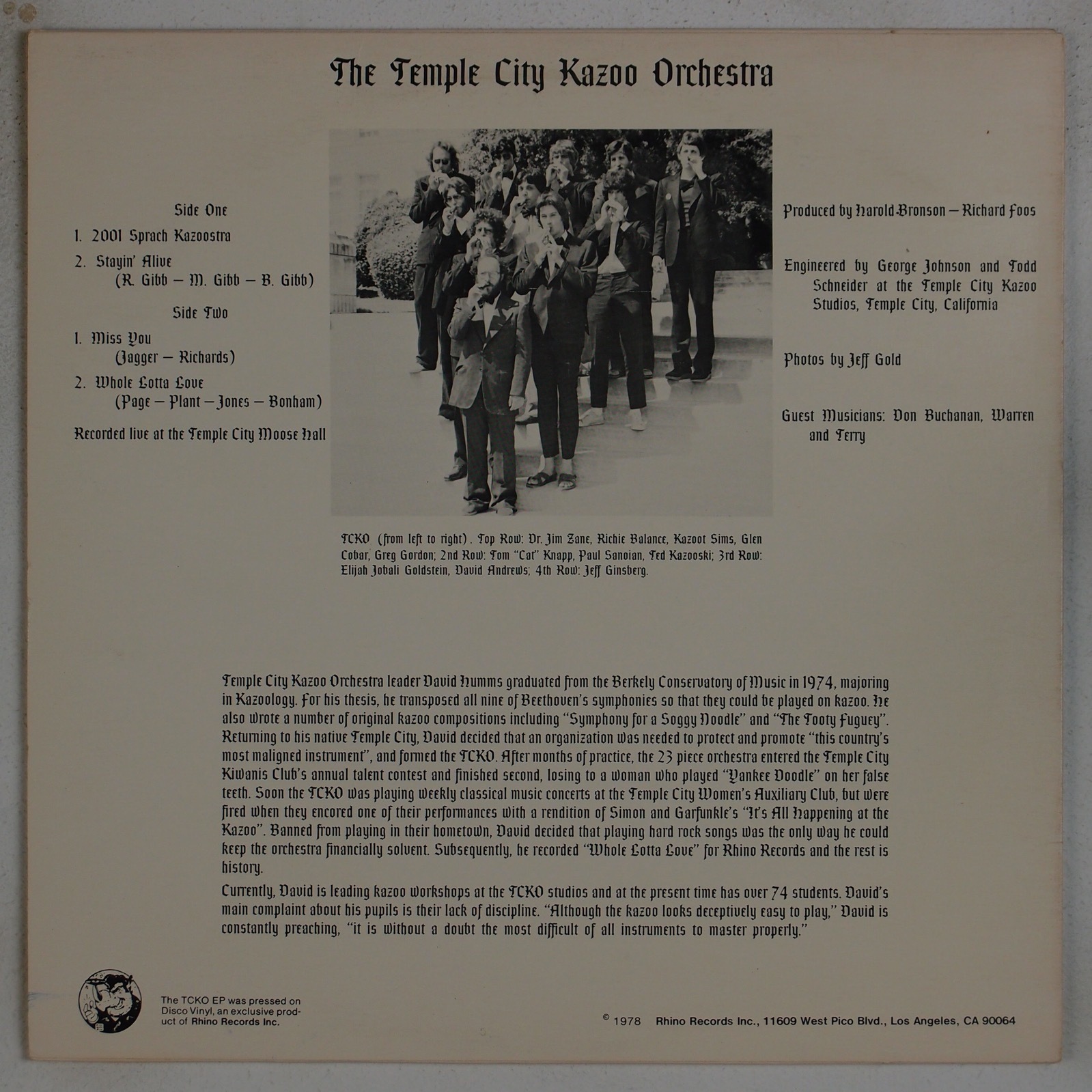 TEMPLE CITY KAZOO ORCHESTRA Some Kazoos SPLATTERED COLORED WAX Rhino