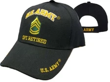 NEW! US ARMY SFC RETIRED BALL CAP HAT BLACK (LICENSED)