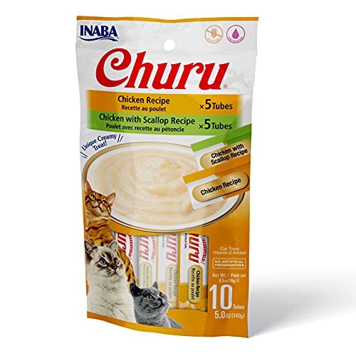 Churu Cat Treats, GrainFree, Lickable, Squeezable Creamy Purée Cat