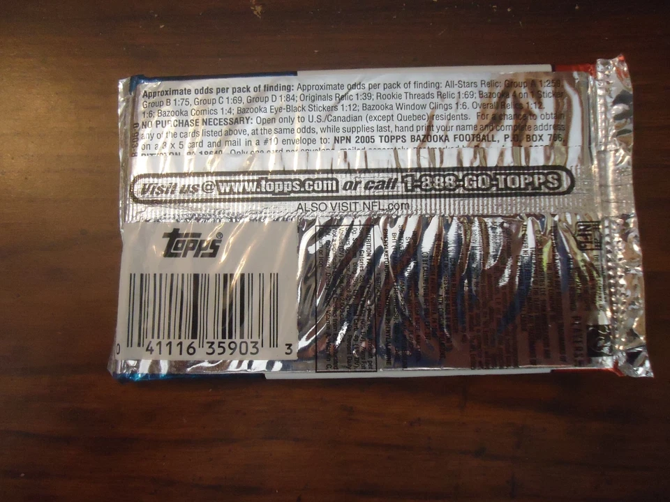 2005 Topps Bazooka Football Hobby PACK Factory Sealed ...Aaron Rodgers Rookie? - Image 2 of 2