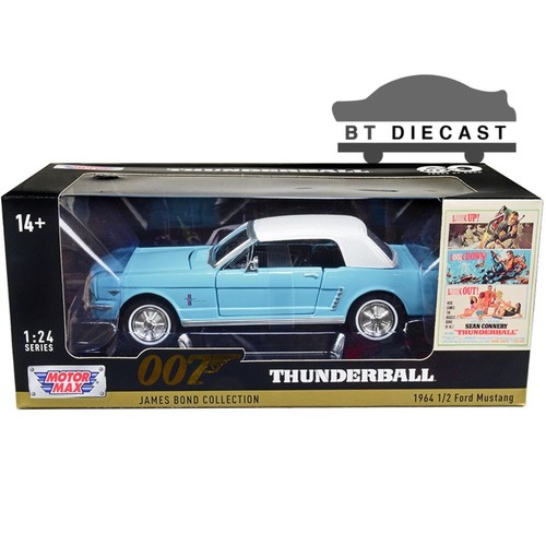 MOTORMAX JAMES BOND 007 THUNDERBALL 1964 1/2 FORD MUSTANG 1/24 BLU CHIARO 77855 - Foto 2 di 2