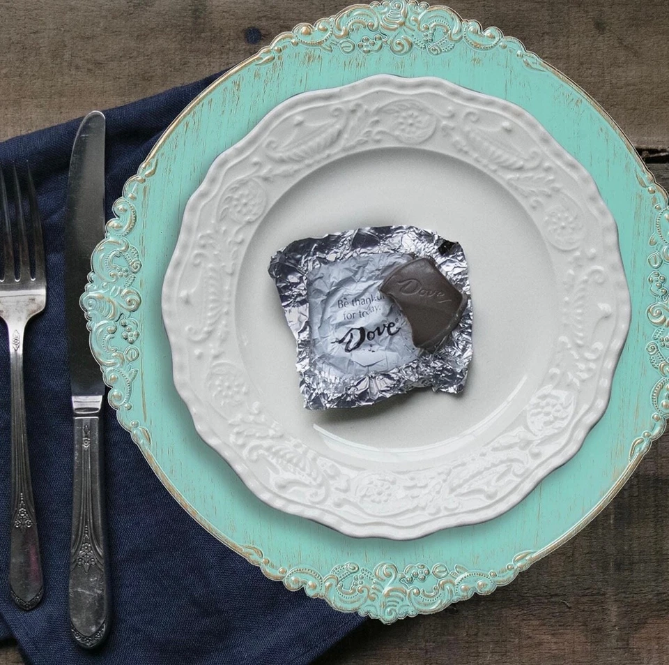 Placas de cargador antiguas de 14 pulgadas, turquesa redondas, se venden a granel de 100 placas Foto 3 de 3