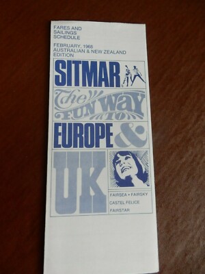 SITMAR 1968 AUSTRALIEN NEUSEELAND TARIFFAHRPLAN BROSCHÜRE 100/230mm