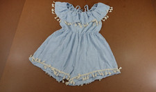 PatPat Girls Size 11-12 Light Blue Tassel Trim One Piece Romper NWT