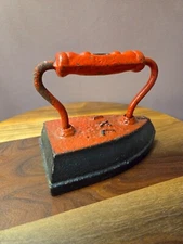 Vintage Antique Sad Iron Cast Iron 7 Red Black