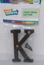 Cast metal 3" Letter K Lot Of 3 With Mounting Screws Dark Brown Rust Texture