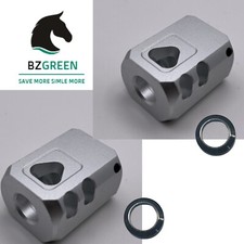 2 Pack 1/2 28 Thread Muzzle Brake Anodized Black For 9mm Glock Silver