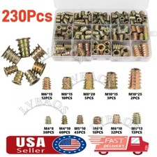 230Pcs THREADED HEX DRIVE INSERT FIXING WOOD SCREW INSERTS NUTS M4/M5/M6M8/M10