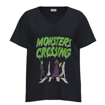 XL LuLaRoe Halloween Lisa V Neck T Shirt Monster Crossing Witch Mummy Holiday