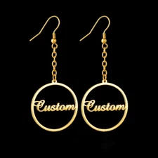 Custom Hanging Hoop Name Earrings For Women Personalized Fashion Circle Earring