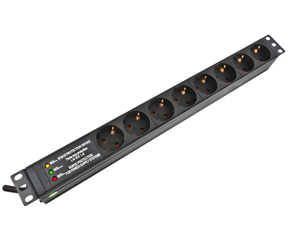 DINIC 19 Zoll Steckdosenleiste Aluminium, 8-fach, Überspannungsschutz - Bild 3 von 4