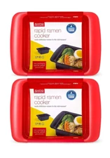 2 Pack Rapid Ramen Cooker Microwave Ramen 3 Minutes BPA Free Dishwasher Safe Red