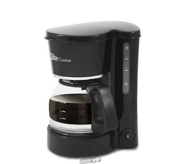 Elite 5-Cup Compact Coffeemaker Black Pause 'N Serve System Ground Coffee Maker