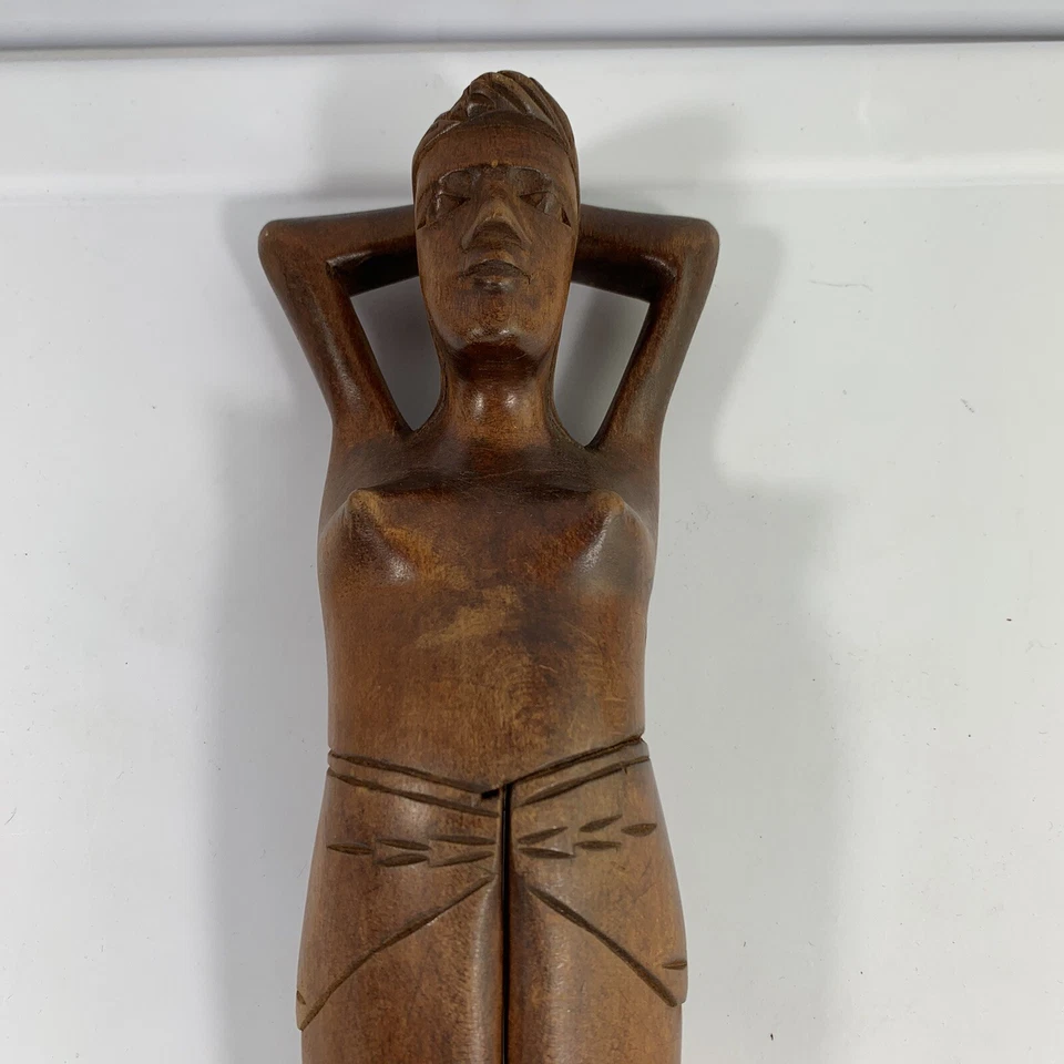Vintage Hand Carved Wooden Naked Nude Woman Lady Nutcracker Folk Art Carving - Image 3 of 4