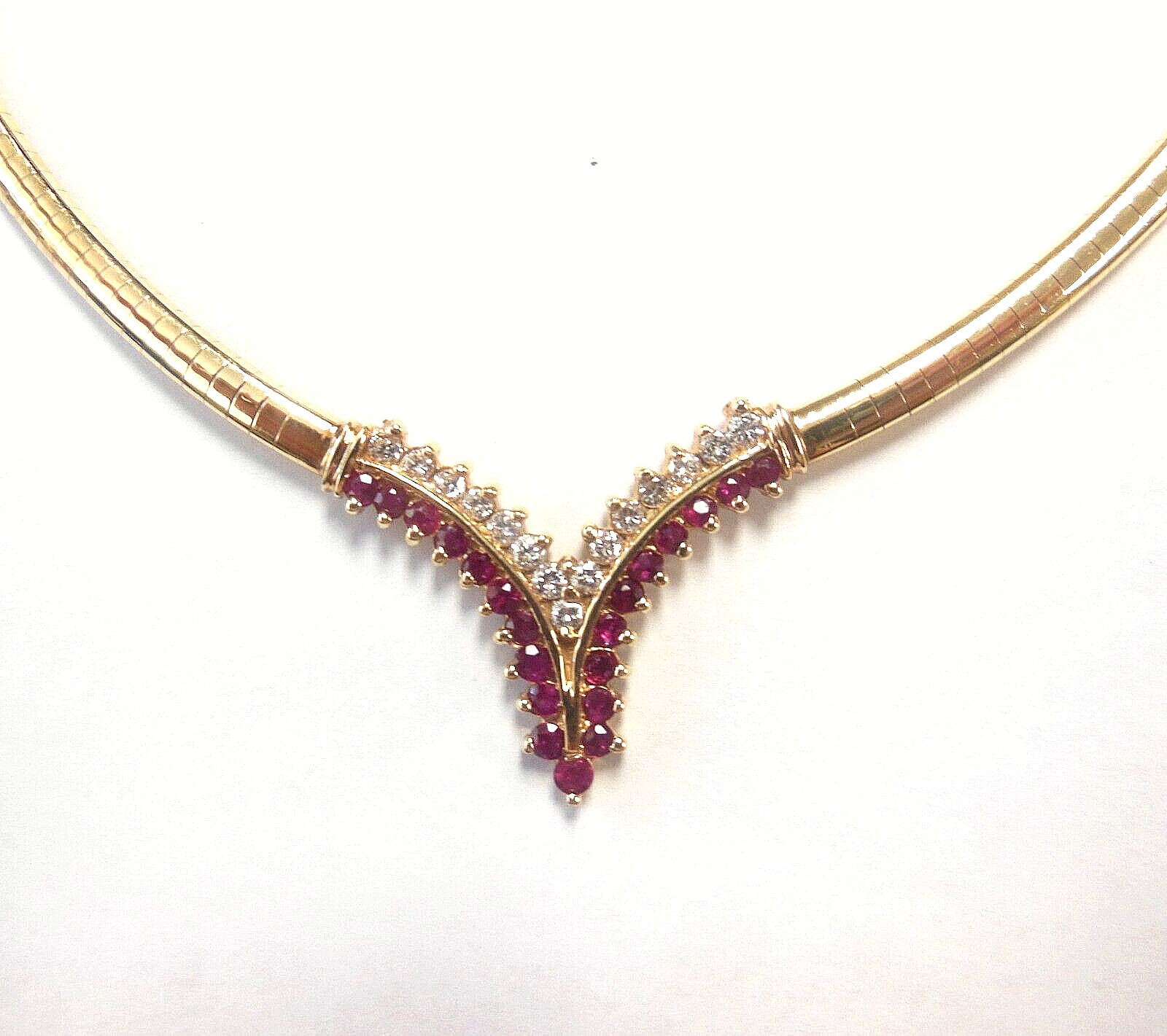 Ruby And Diamond Set, 14K Solid Yellow Gold Omega… - image 8