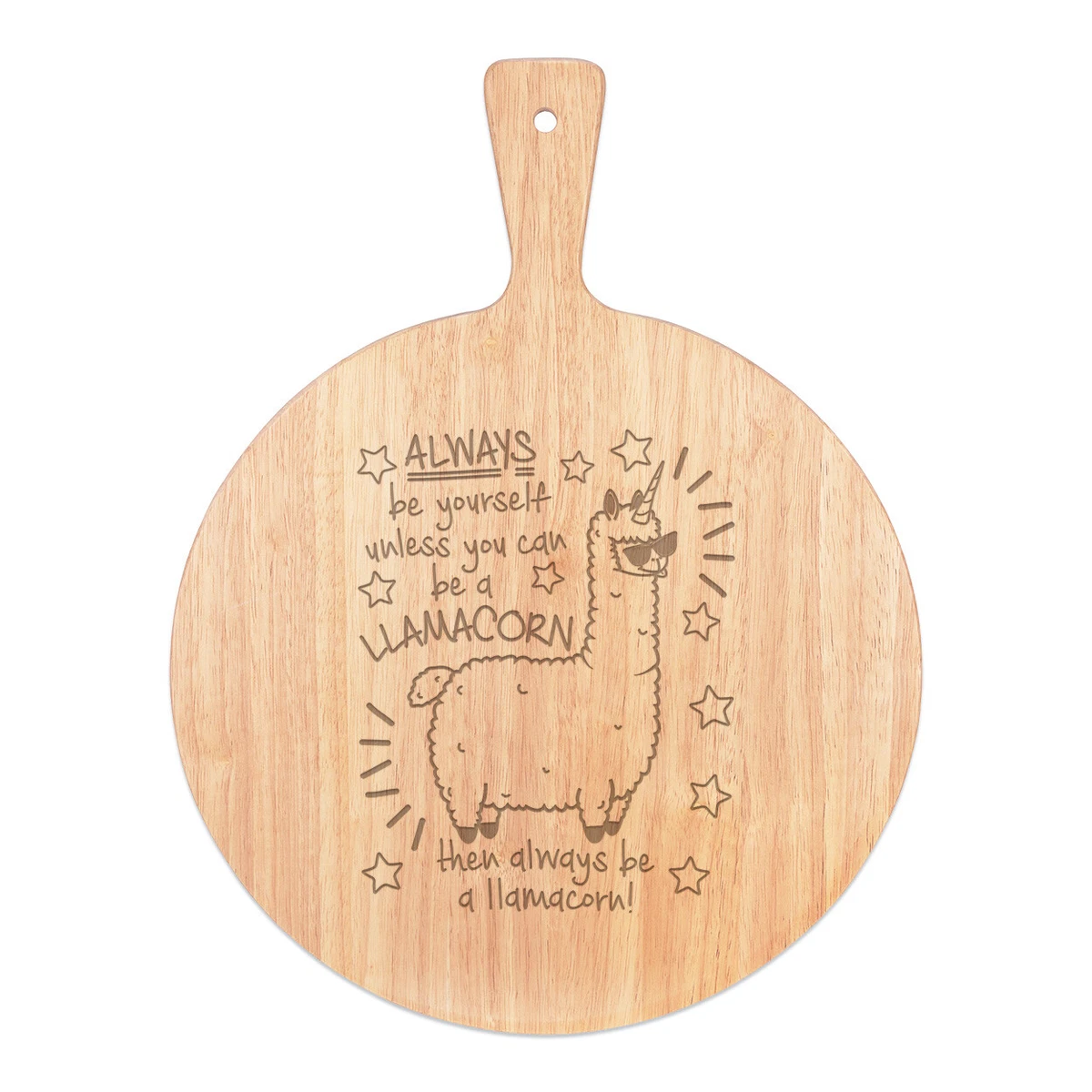 Always Be Yourself Llamacorn Pizza Board Paddle Wooden Unicorn