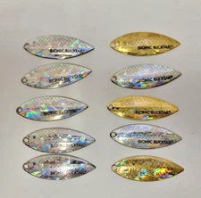 10 Willow Leaf  SZ 5 .040 Thick Heavy Pike Musky Blades Asst. Holographic