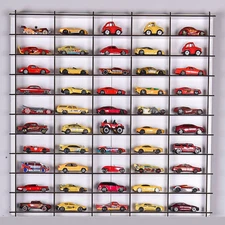 1:64 Toy Car Wall Shelf, Hotwheels Matchbox Compatible Display Case for 50 Cars
