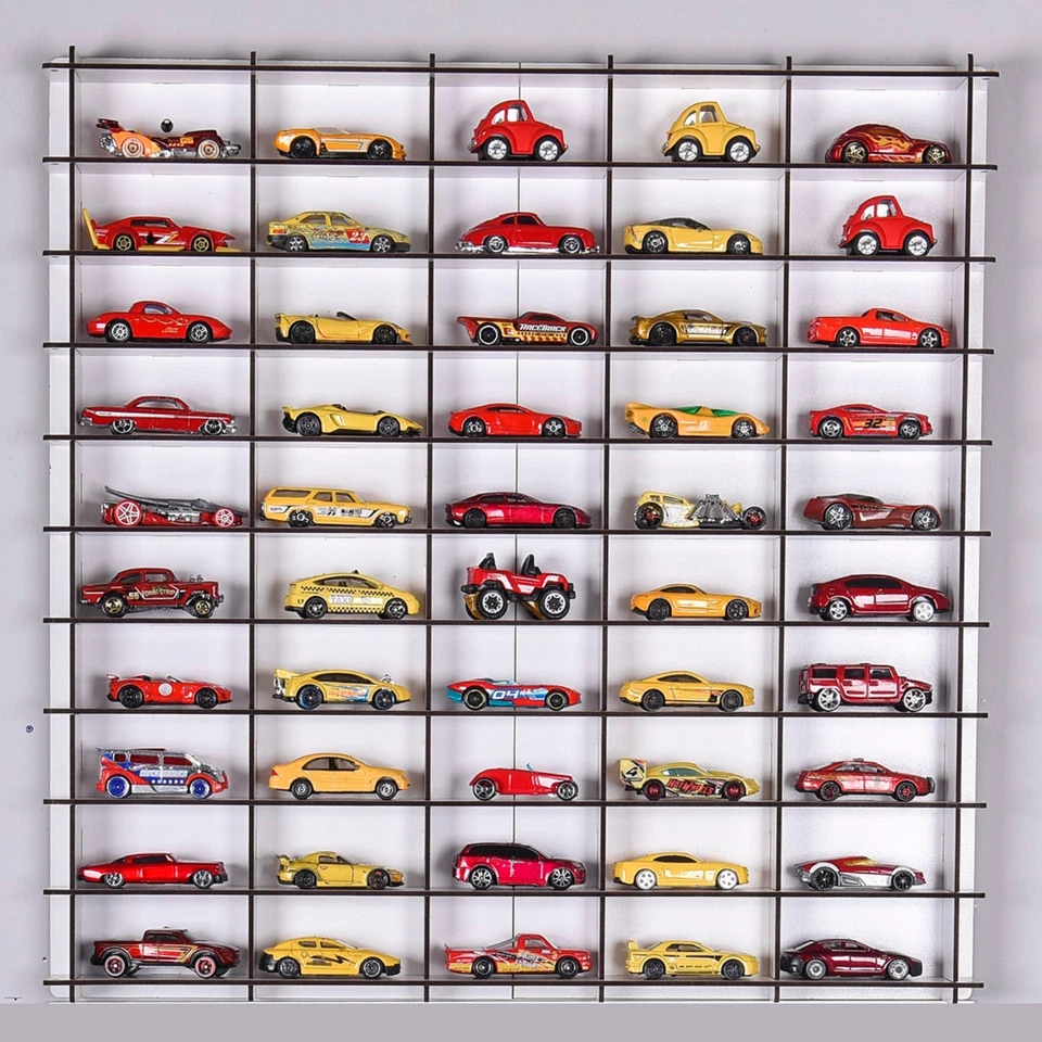 1:64 Toy Car Wall Shelf, Hot wheels Display Case for 50 Cars with Acrylic Doors - Image 2 of 4