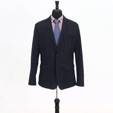 Banana Republic 44R Navy Sport Coat Blazer Jacket Check 2B Polyester