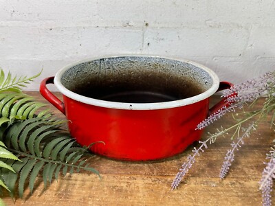 Vintage französische europäische Emaille Waschschüssel Kochtopf Wanne Garten Kräuter Pflanzgefäß